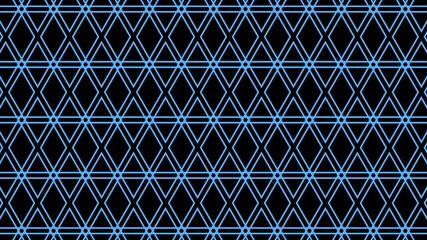 Blue grid of diamonds against a black background. Seamless texture. The textile pattern.