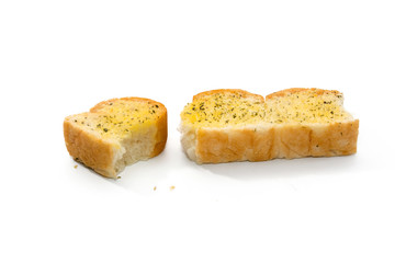 garlic and herb bread isolated on white background