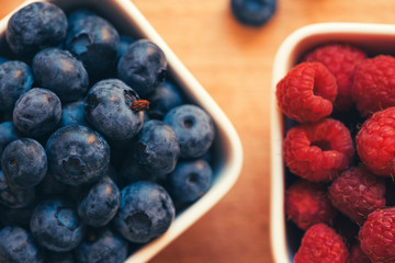 Blueberries and raspberries