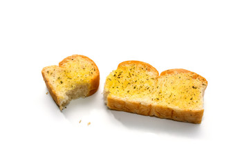 garlic and herb bread isolated on white background