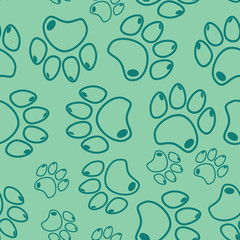 Cat or dog paw seamless pattern - vector animal footprint texture. Vector illustration.