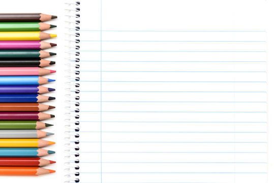 Colored pencils on notebook