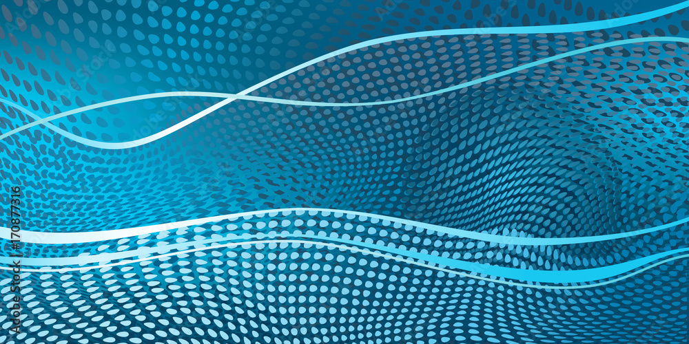 Leinwandbilder futuristic image in the color of the sea wave. points, lines and a ball. vector abstract illustratio