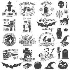 Set of Halloween party badges