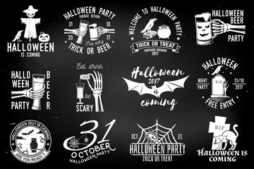 Set of Halloween party badges