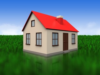 3d blank over meadow