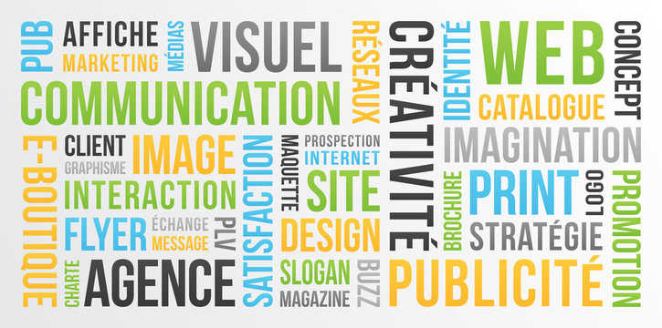 Communication, publicité et marketing - nuage de mots
