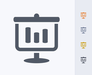Projector Screen & Graph - Carbon Icons. A professional, pixel-perfect icon designed on a 32x32 pixel grid and redesigned on a 16x16 pixel grid for very small sizes.