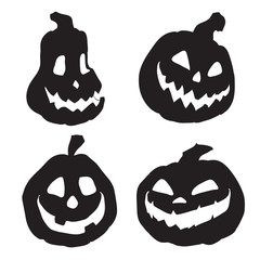 Halloween pumpkins with various expressions. © elinka_art