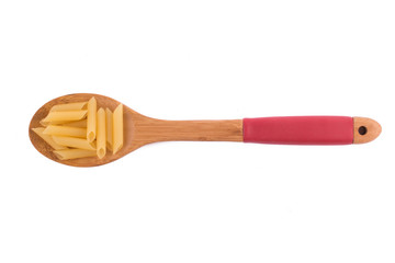 Pasta Penne into a spoon