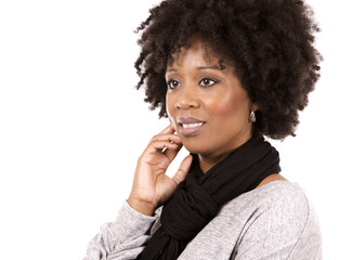 Fototapeta na wymiar black casual woman on white background
