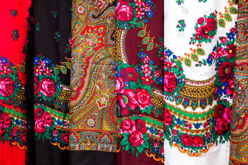 Colorful traditional scarves from Romania