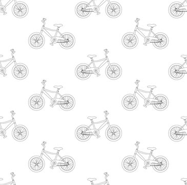 Black Bicycle Seamless on White Background