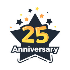 Twenty Fifth anniversary badge. 25th anniversary festive vector design
