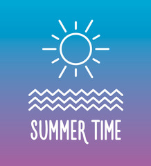 Summer time geometric minimalist badge on a nice gradient background. Vector design