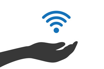 Hand hält Wifi