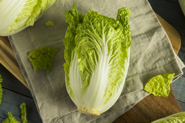 Raw Green Organic Napa Cabbage - obrazy, fototapety, plakaty
