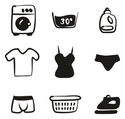 Laundry Icons Freehand Fill