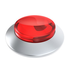 Red glass button with metal frame