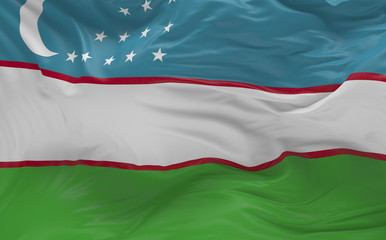  Flag of the Uzbekistan waving in the wind 3d render