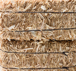 Close view of hay bales for backgrounds or textures