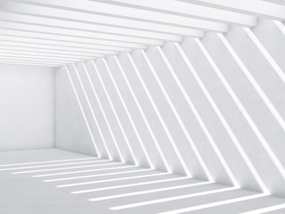White corridor with pattern of light beams