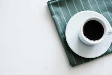 white mug, saucer, tea, coffee, napkin
