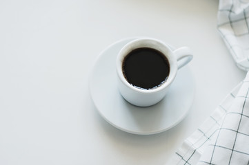 white mug, saucer, tea, coffee, napkin
