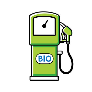 Green bio fuel pump vector icon isolated. Eco filling station.