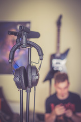 Kopfhörer, aufgehängt, Studio, Tontechnik 