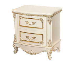 White retro chest of drawers isolated on white background