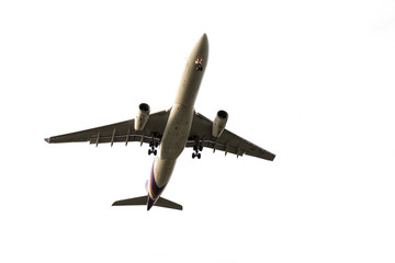 Airplane on white background for transportation and travel near the Suwannabhum Airport Thailand time 5.56 pm dated 20 Aug 2017