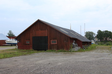 Fototapeta na wymiar rustic shed with gates and rails