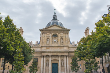 Fototapeta na wymiar Paris, place de la Sorbonne, chapel, famous place with university 