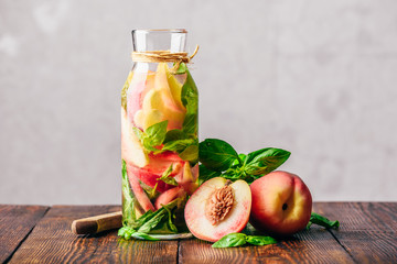 Infused Water with Peach and Basil.