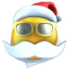 3d yellow emoticon smile with christmas hat