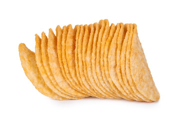 delicious Potato chips isolated on white background