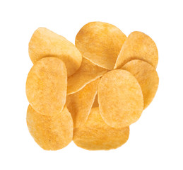 delicious Potato chips isolated on white background