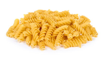 pile of spiral pasta isolated on white background