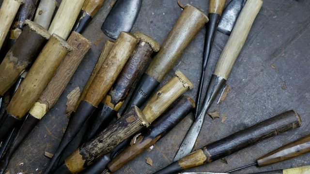 set of wood carving tools, Carpenter wood chisel tool.