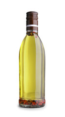 Bottle with olive oil on white background