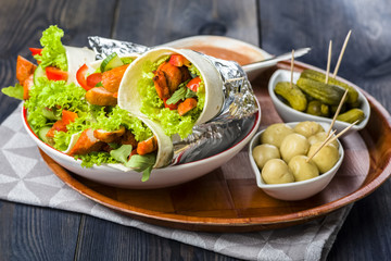 Tortillas with meat and vegetables