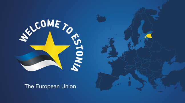 Welcome to Estonia EU map banner logo icon