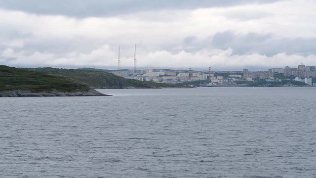 View of the city of Severomorsk from the sea