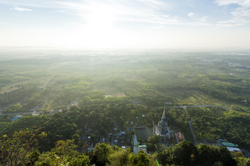 Landscape view from Tiger Cave Temple in Krabi province, Thailand 