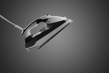 Flying Modern black and white iron isolated on gray background