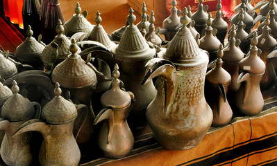 Fototapeta na wymiar hand crafted traditional oriental tea pots