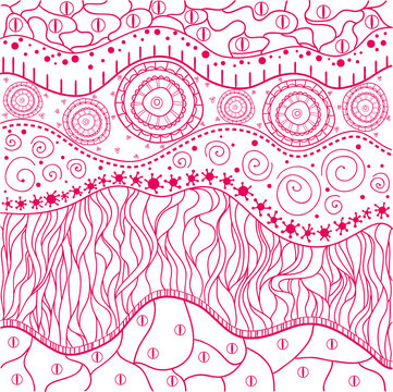 Abstract eastern pattern. Zentangle. Hand drawn isolated texture with abstract patterns. Line art creation. Illustration for coloring. Design for spiritual relaxation for adults.