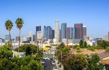 Fototapeta premium Los Angeles, California, USA downtown cityscape at sunny day