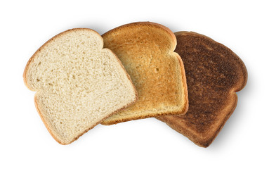 Set of slices toast bread isolated on white